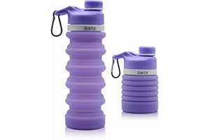 ONTA Bouteille d'eau Pliable, Bouteille d'eau Pliable en Silicone sans BPA pour Les Voyages, Bouteille d'eau Portable étanche en Silicone De Qualité Alimentaire Approuvée par la FDA, 550mL