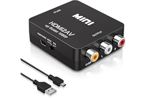 GOINGSKY Adaptador RCA a HDMI, Convertidor RCA a HDMI Soporte PAL/NTSC, Adaptador AV a hDMI para PC Laptop Wii PS3 PS4 TV STB Reproductores
