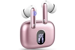 BTOOTOS Cuffie Bluetooth, Auricolari Bluetooth 5.3 con 4 Mic, Cuffie Wireless In Ear HiFi Stereo, Cuffiette Bluetooth 36 Ore LED Display, Cuffie Senza Fili IP7 Impermeabili, USB-C, Touch Control, Oro Rosa