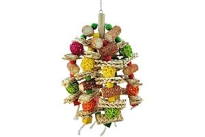 Haptufer Jouet à mâcher naturel pour oiseaux en épi de maïs pour petits et moyens perroquets gris du Gabon et cacatoès