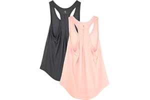 icyzone Women's Workout Yoga Tank Tops Long Racerback Sleeveless Sport Athletic Running Shirts, 2-Pack