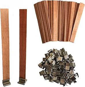 Katmerio Holzdochte Für Kerzen - 50 Stück Mit Metallständern, Rauchfrei