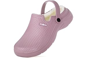 HSYOOES Zapatillas de Estar en casa Hombre Zuecos Mujer Invierno Zapatos de jardín Impermeable Pantuflas Forro Pelusa Caliente Zapatilla de Interior