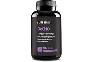 Coenzima Q10 200 mg, 120 Capsule Softgel (4 Mesi) | Ubichinone Puro al 100% Fermentato Naturalmente, ad Alto Dosaggio | Antiossidante | con Olio Extravergine di Oliva Biologico | Zenement