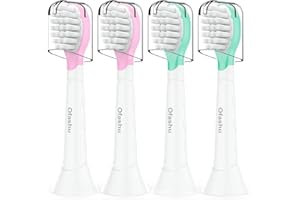 ‎OFASHU Ofashu Kids Ersatzbürsten Kompatibel mit Philips Sonicare Kinder Zahnbürste, Mini Ersatzbürsten, ab 3-5 Jahre, Rosa/Grün, 4 Stück