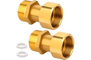 TOOLKNIGHT 2 Stück Messing Verschraubung Durchgang, G3/4" Beweglich Verschraubung Durchgang, 3/4 Zoll AG x IG Messing Verschraubung beide Seiten gleich, DN20 Wasserzähler Verschraubungen,für Gas, Wasser, Öl