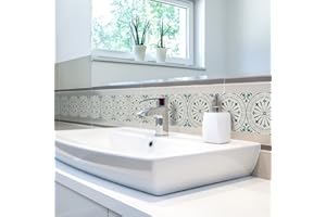 Funlife Selbstklebend PVC Tapetenbordüre, Tapete Bordüre Decken-Aufkleber Wandaufkleber Bodenleiste, zum Aufkleben für Bad Küche Zimmer Dekoration, viele Muster, wasserdichte Bodenleiste, 10cm x 2m