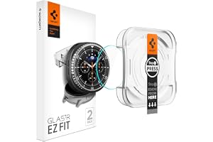 Spigen Glas.tR EZ Fit Skärmskydd kompatibel med Samsung Galaxy Watch8 Classic, 46mm, 2 Stycken, med Sjabloon voor Installatie
