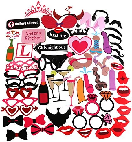 PBPBOX Hen Party Photo Booth Props Hen Do Party Stag Night Game 60 Piece