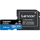 Lexar 64GB 633x MicroSDXC UHS-I U3 100/45 MB/sn Y&uuml;ksek Performanslı MicroSD Hafıza Kartı