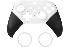 Ceozon Replacement Faceplate Cover Front Housing Shell Repair Accessories Kit for Xbox One Elite Controller Series 2 Included Joystick Rings (White)
