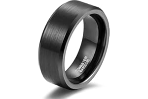 Titaniumcentral Damen Herren Ringe aus Wolframcarbid Gebürstet Schwarz Verlobungsringe Trauringe