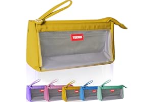 hzzycer Large Pencil Case Big Capacity Pencil Bag Portable Pencil Case for Girls and Boys Pencil Pouch Suitable for Middle High School College Students (Yellow)