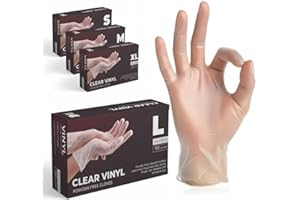 THE REAL TOUCH K-MART Gants multi-usages en vinyle, non poudrés, jetables, extra résistants, boîte de 100, transparent (taille L)