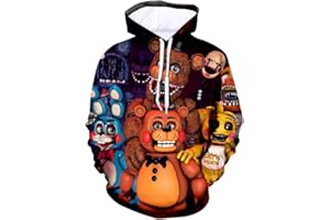 JILIJIA Sudadera con capucha 3D FNAF Five Ni-gh-ts at Fre-ddy's con estampado de cómics, con cordón, para niños, niñas y adultos
