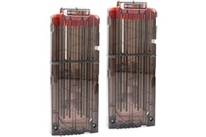 VPOUERY 2 Pcs Chargeurs Clips Recharge Rapide Clip pour Nerf Elite Series Toy Gun 12 Fléchettes Ammo Cartridge Fléchettes Noir