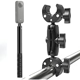 Coverzone &Ccedil;ift Başlı Superclamp Gidon Montaj &amp; 200cm G&ouml;r&uuml;nmez Selfie &Ccedil;ubuğu, Insta360 X3, X2, X4, X5, ONE RS, GO 3, One X, Ev