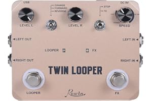 Rowin Twin Looper for Electric Guitar Bass Loop Station Pedal de guitarra 11 minutos de tiempo de grabación con salida estéreo LTL-02