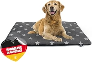 ‎HS-HUNDEBETT Made in Germany gepolsterte Hundedecke, Sterne Grau 45 x 65cm für kleine & große Hunde I Flauschige Hundedecke, waschbar, trocknergeeignet