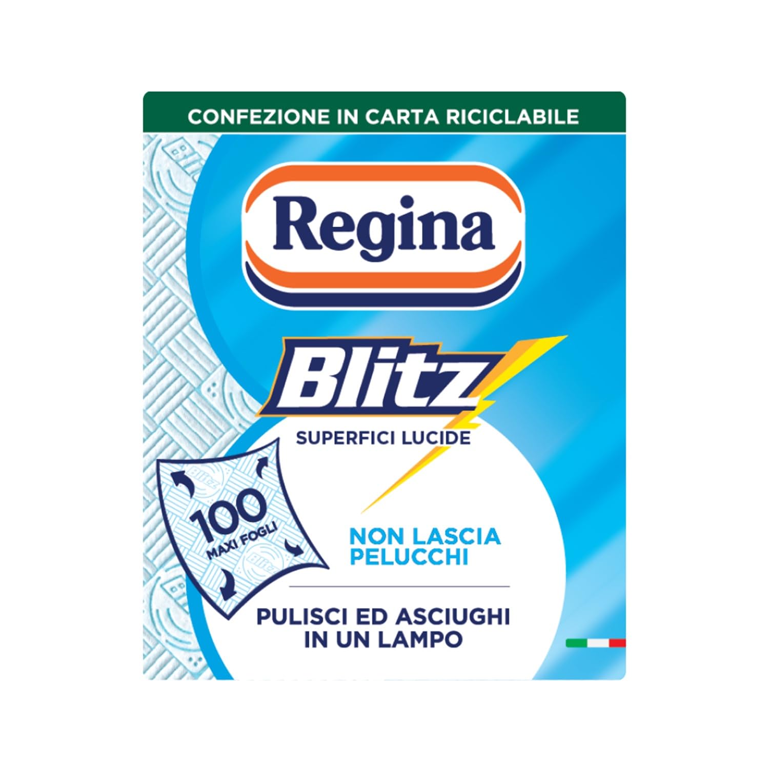 Regina Blitz - 1 Rotolo di Carta Casa a 3 Veli | 100 Maxi Fogli, Confezione Carta Riciclabile, Pulisci e Asciughi in un Lampo, 100% Certificata FSC