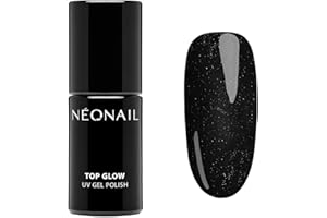 NÉONAIL NEONAIL Vernis Semi Permanent Top Coat 7,2 ml Vernis Gel UV Semi Permanent Top Glow Silver Top Coat Vernis à Ongles Gel Polish Gel Top Coat UV Nail Art