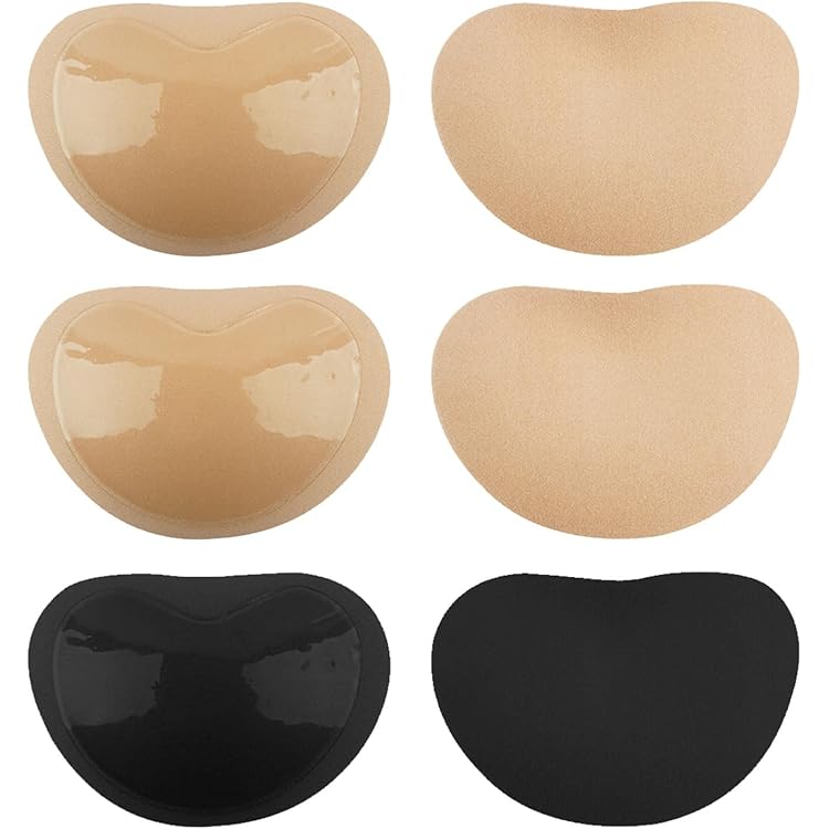 COMNICO 3 paar beha-inzetstukken, plakbeha-pads, push-up, ademende beha-cups, uitneembare comfortabele borstpads voor vrouwen, sport, bikini, badpak, jurk, jurk, huidskleur zwart, One Size (Fabrikant