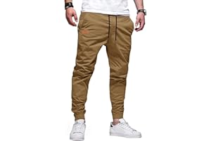 TARAINYA Pantalon Homme Coton Cargo Jogging à Cordon de Serrage Taille éLastiqué Décontractées Pantalon Casual