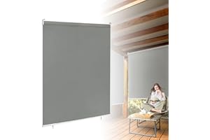 ACXIN Roleta zewnętrzna, markiza pionowa, roleta przeciwsłoneczna, zaciemniająca, roleta balkonowa, ochrona przed promieniowaniem UV (100 x 240 cm, szara)