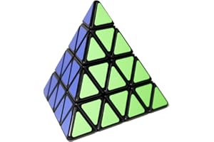 FunnyGoo ShengShou 4x4 Pyraminx Pyramid Triangle Magic Cube Speed Puzzle Cube Black with One Cube Stand