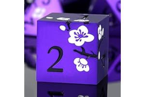 Matt Purple D&D Metal Dice, DNDND 7 PCS Heavy Metallic DND Dice Set with Grogeous Gift Case for Dungeons and Dragon Tabletop Game (Matte Purple with White Flowers)