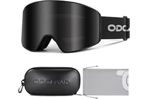 Odoland Kit di Maschera da Sci con Scatola, Maschera Snowboard Cilindrici Ampia Vista Anti-Nebbia Protezione UV, Occhiali da Sci per Uomo e Donna, Compatibile con Casco
