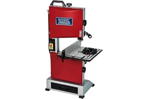 LUMBER JACK 9 Inch Benchtop Bandsaw 300W Motor, Full Length Rip Fence, Alloy Table Top, 90mm Cutting Depth, Includes 3.2mm Blade for Woodworking