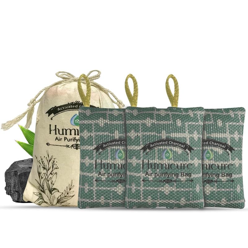 Humicure Activated Charcoal Air Purifier Bags (100 gm) - Odor Remover & Freshener for Car, Kitchen, Bathroom, Wardrobe, Shoe 