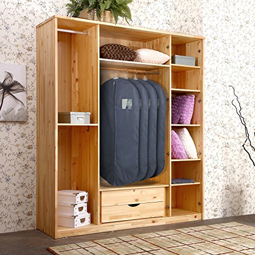 HOMFA 4 x Kleidersack atmungsaktive kleiderhülle Anzugtasche Anzugsack Kleiderschutzhülle mit Sichtfenster und Tragegriff aus Wasserabweisend Material für Anzug, Brautkleid – 100 x 60 cm - 6