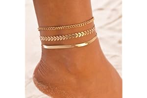 Bohend Boho En capas Calcetín Oro Hojas Pulseras de tobillo Multicapa playa Cadenas de pie Accesorios de joyería para Las mujeres y las niñas