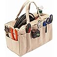 Tiara Canvas White Electrician and Technician Open Mouth Bag/Rigger Tool Bag (22 Pockets)