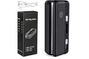 BEE&FLOWER Mini Sigillatore, 2 in 1 Sigilla Sacchetti, Macchina Sigillante con Taglierina, Sigillatrice Manuale portatile con USB, Sigillatrice Manuale per Sacchetti di Plastica, Snack, Sacchetto di Trucioli