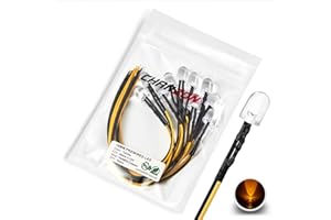 CHANZON [Fil UL] 10 pcs Pré-câblés 10mm Jaune LED Diode Lumières (Lentille Transparente Ronde DC 12V) avec 680 ohms 1/4 W Résistance et 24 AWG Fil Indicateur De Lumière Émettant Diodes Éclairage