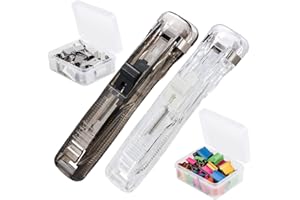 Pince Papier Clip Bureau NOCHME Lot De 2 Distributeur Agrafes Et 100 Clips Réutilisables En Métal Pour Papier, Tickets Et Documents