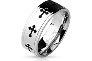 BlackAmazement Drehring Edelstahl Ring Celtic Cross Kelten Kreuz drehbar Damen Herren