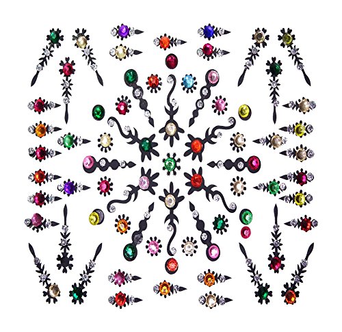 HUGE FESTIVAL BINDI PACK APROX 70 MUTLICOLOURED DIAMANTE BRIDAL TIKKA FANCY DESIGNER TATTOO BODY FACE GEMS JEWELS JEWELLERY ART (NB07)