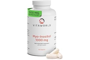 ‎VITA WORLD Myo-Inositol - Inositol hochdosiert 1000mg pro Tag (120 vegane Kapseln) - Myo Inositol ein wichtiger Botenstoff für den Zellstoffwechsel - ohne unerwünschte Zusätze, gluten-, laktosefrei - vitaworld