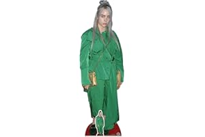 Star Cutouts CS804 Billie Eilish Green Suit Gold Bag Lifesize Cardboard Cutout with Free Mini Table Top Standee Height 161cm, Multicolour
