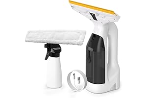 SEYVUM Cordless Window Vacuum with 2000mAh Battery, Rechargeable Window Vac 45Min Running Tim,28cm Blade Power Vacuum Cleaner Set, 300ml Water Tank Streak-Free Glass Cleaner Cordless Washer