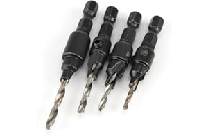 ‎SEAFRONT Wiertła HSS Zestaw Bitów do Pogłębiaczy do Drewna Uchwyt Sześciokątny Szybka Zmiana Regulowana Tuleja Licznika do Drewna PVC ze Stali Węglowej