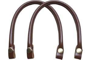 Perfeclan PU Leather Replacement Bag Handles, 2 PCS PU Leather Bag Strap Replacement, Universal DIY Craft Purse Bag Straps Handbag Handles with Snap Button, Brown