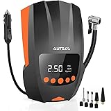 AUTSCA Compresseur à Air Portatif, DC-12V 150PSI Compresseur Pneus Voiture avec Lampe LED 3 Adaptateurs pour Voiture/SUV/Moto