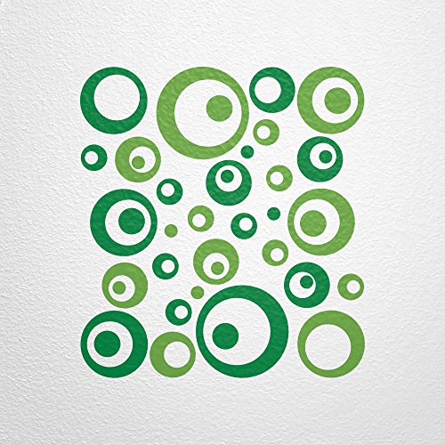 WANDfee® Wandtattoo 50 Retro Kreise AC0711112 Größe Ø 2 x 20 cm, 6 x 15 cm, 10 x 10 cm, 20 x 6 cm, 12 x 3 cm Farbe grün hellgrün