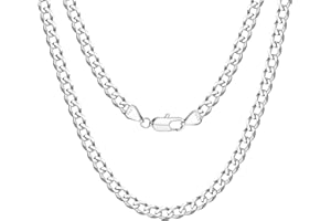 JeweBella Collar Hombre Mujer Cadena Plata de Ley 925 Cadena Eslabones Ancho 3.5MM Cadena Plata Hombre Longitud 40/45/50/55/60/65/70/75CM