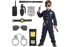 Alaoo polisleksaker, 9-delars polisrollspelset inkluderar glasögon, visselpipa, klocka, batong, granat, handbojor, polisbrick